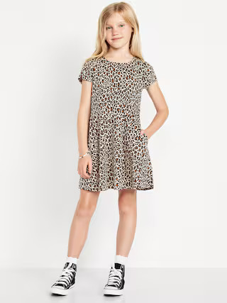 Printed Short-Sleeve Fit and Flare Dress for Girls | Old Navy (US)