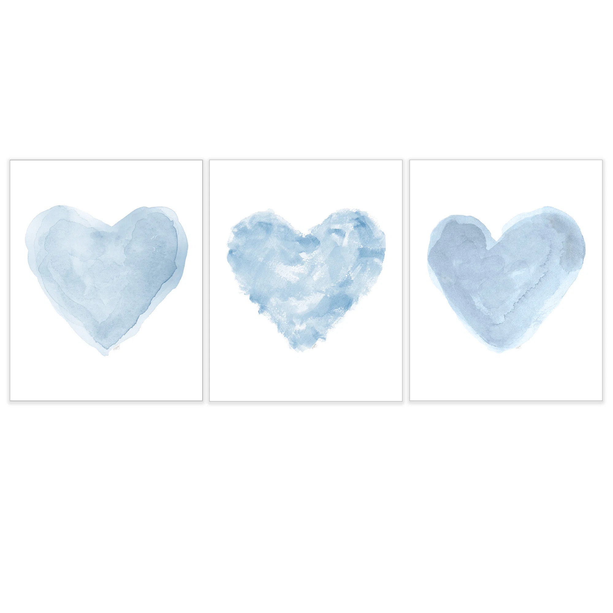 Isabelle & Max™ Calexico Denim Hearts Artwork- 3 pc Paper Prints | Wayfair | Wayfair North America
