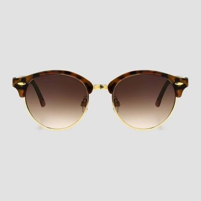 Women&#39;s Tortoise Shell Print Round Retro Metal Sunglasses - Universal Thread&#8482; Gold | Target