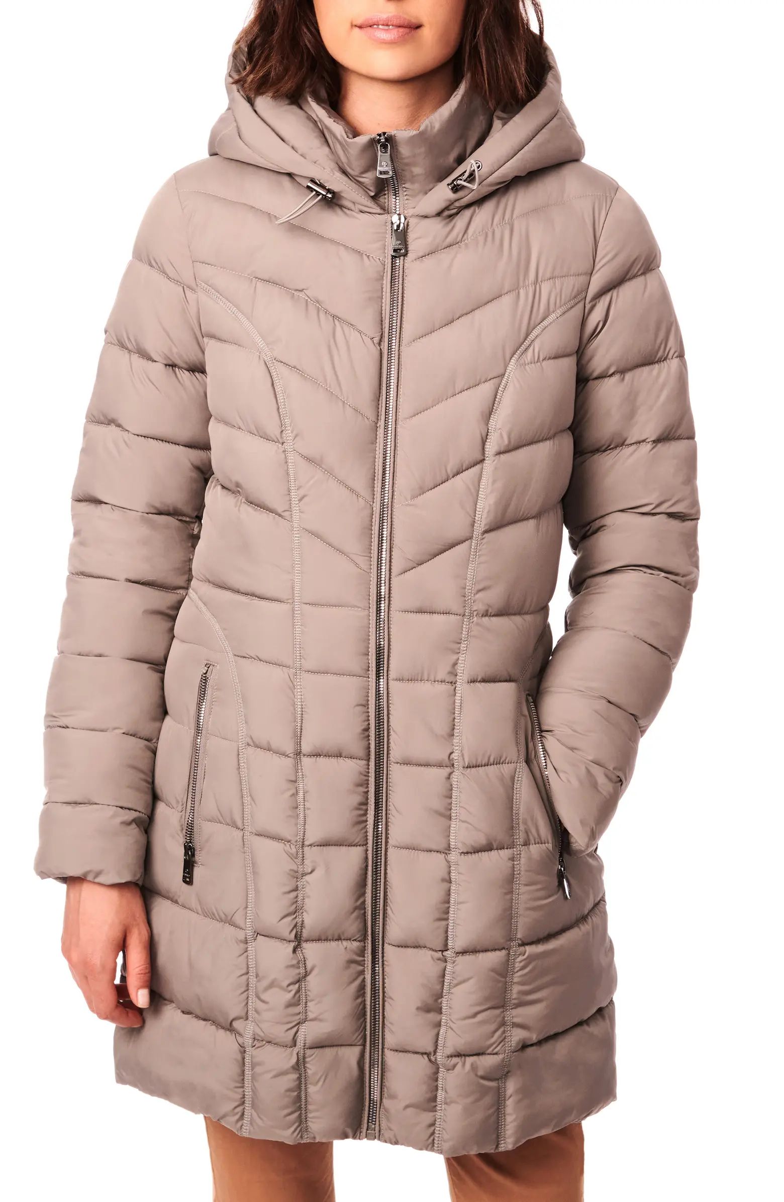 Bernardo Water Resistant Packable Hooded Puffer Coat with Removable Bib Insert | Nordstrom | Nordstrom