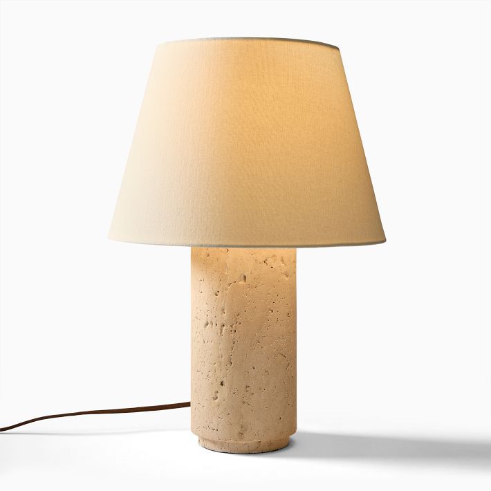 Colin King Travertine Table Lamp (20"–29") | West Elm (US)