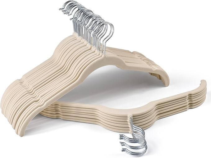 Sishynio Premium Velvet Shirt Hangers 30 Pack, Non-Slip 360° Swivel Hook Slim Flocked Coat Hange... | Amazon (US)
