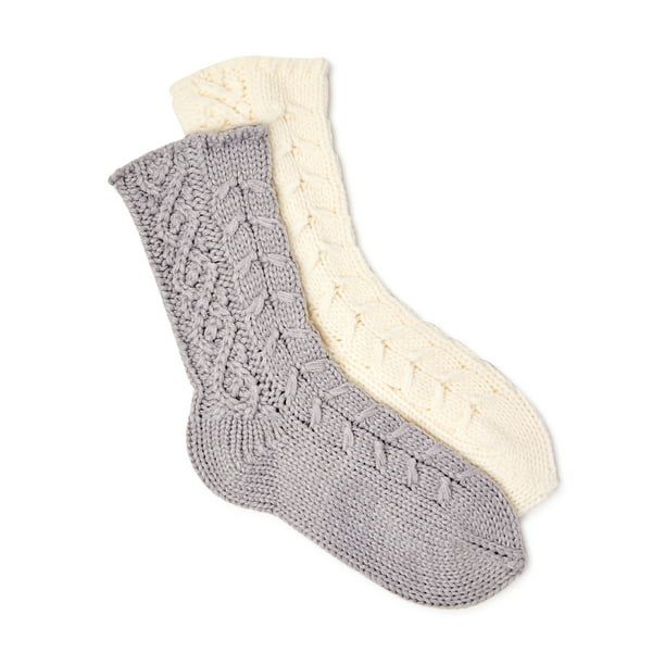 Aerosoles Women's Unlined Cable Kit Home Socks, 2-Pack | Walmart (US)