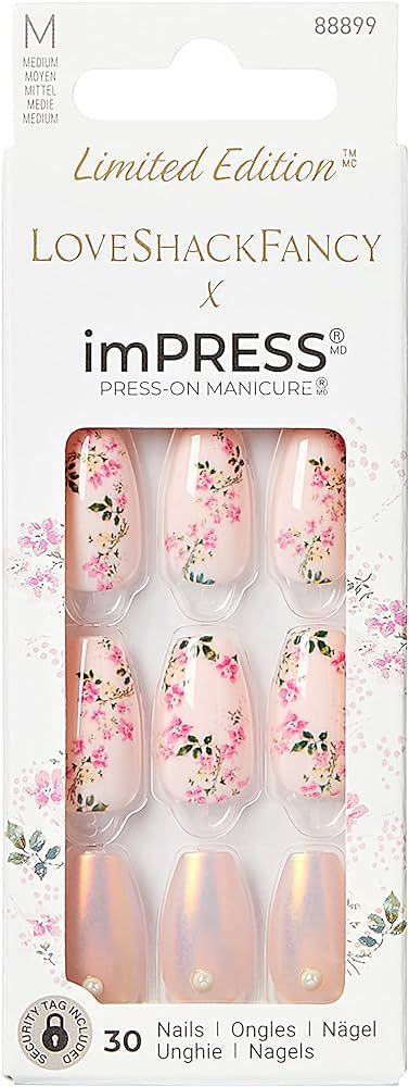 KISS LoveShackFancy x imPRESS Press-On Manicure Limited Edition, Style "Rosie Peach Sky" Medium C... | Amazon (US)