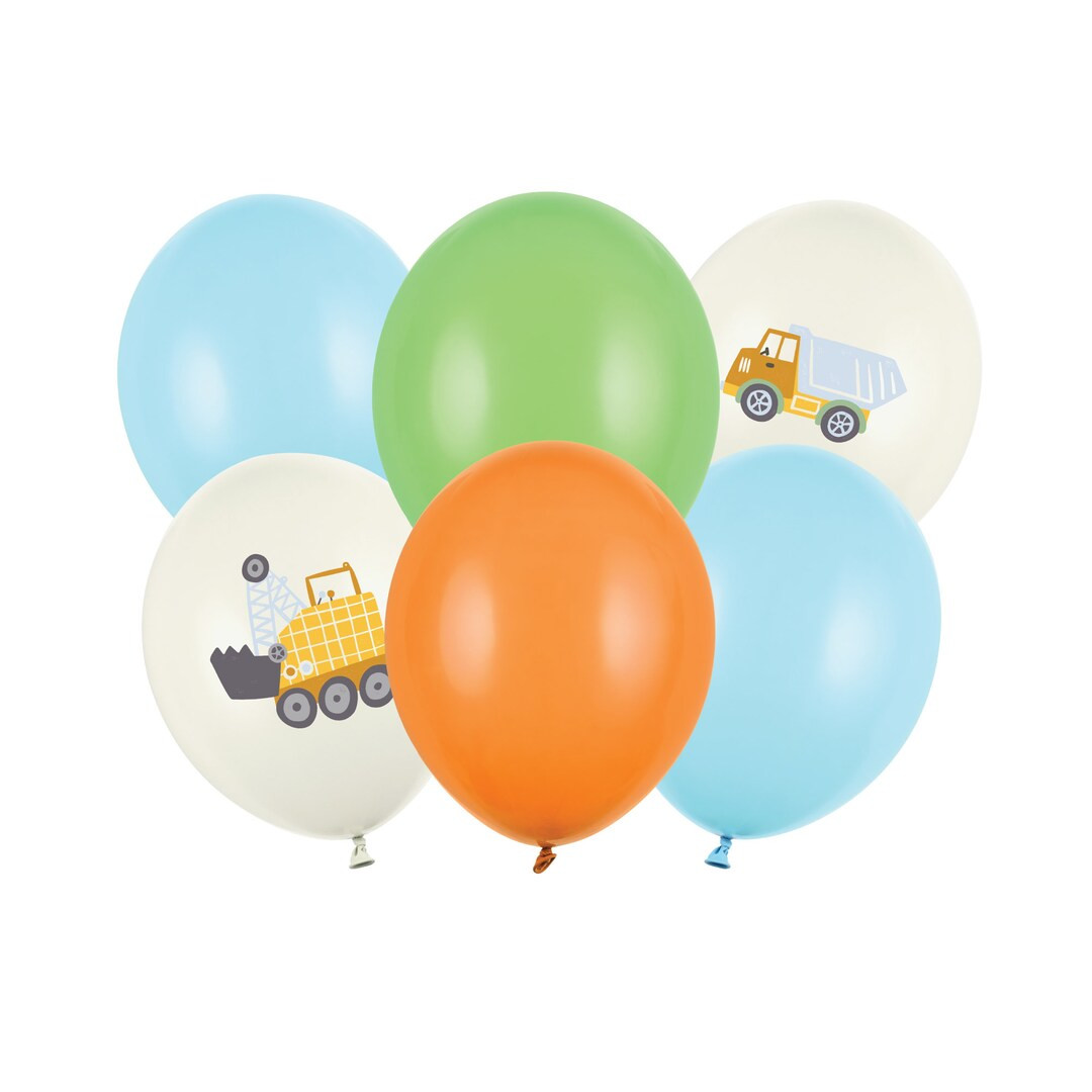 Construction Party Latex Balloons 6ct | Digging Being 3 Construction Birthday | 2 & Digging It Co... | Etsy (US)