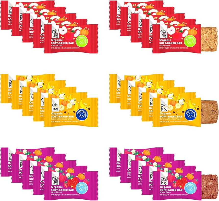 Once Upon a Farm | Organic Soft-Baked Bars Variety Pack | Apple & Oat, Mixed Berry, Banana Chocol... | Amazon (US)