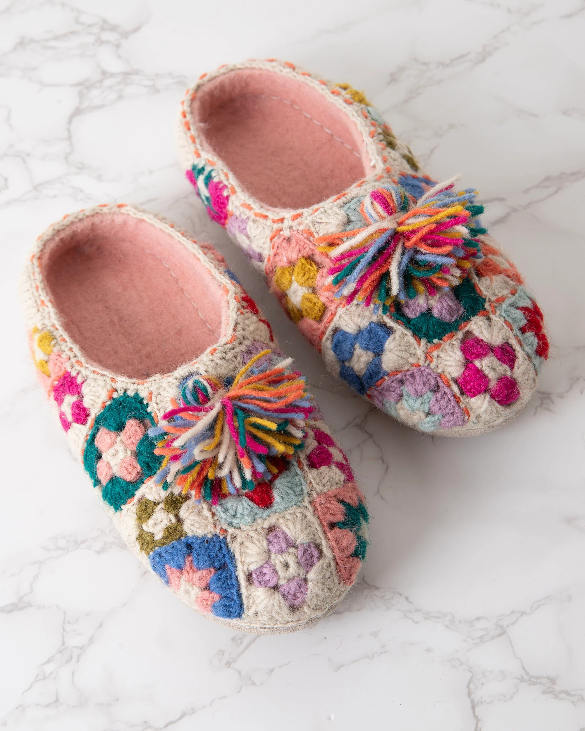 Natural - Tiny Crochet Slipper - French Knot | Printfresh