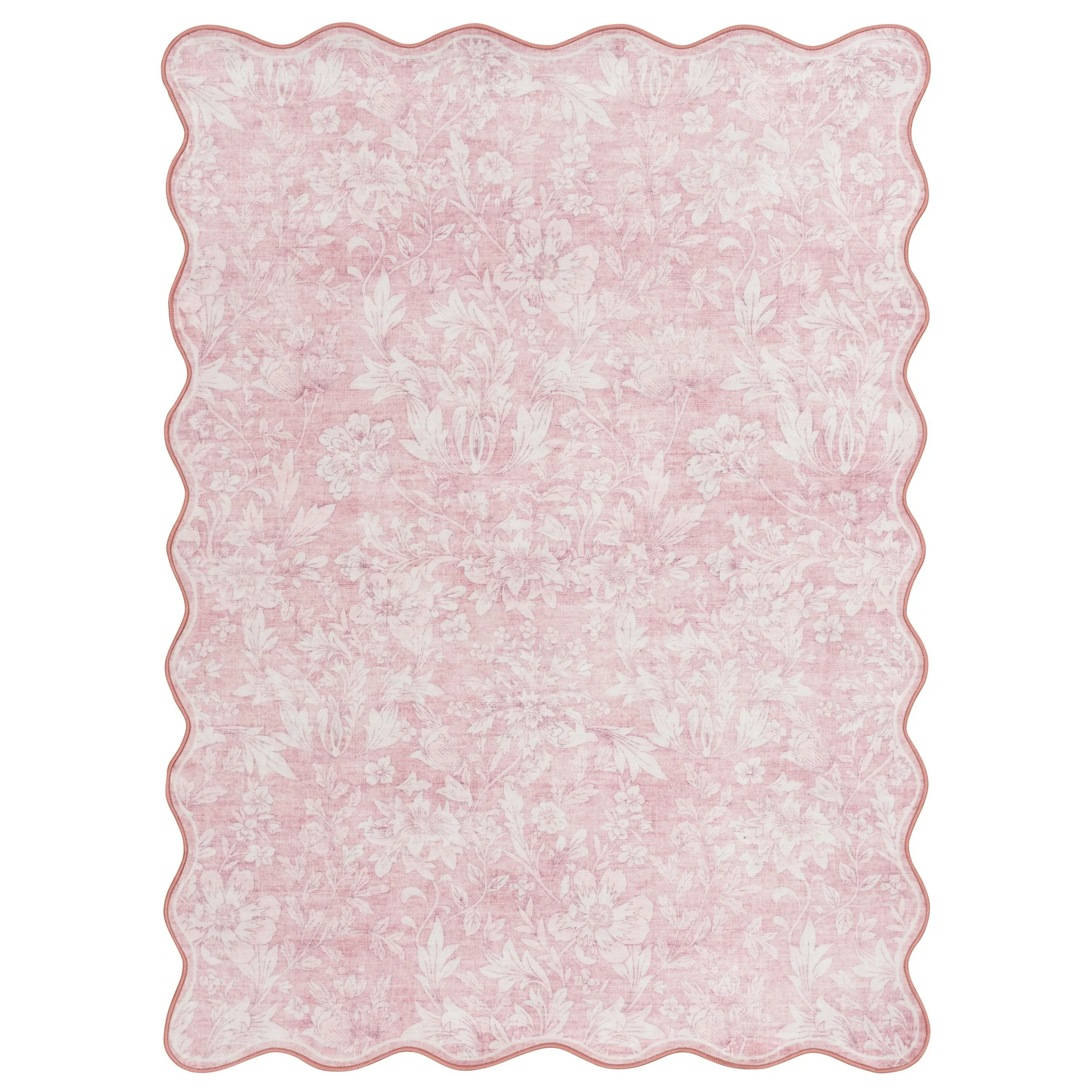 Mainstays 36"x56" Pink Feather Faux Fur Scalloped Indoor Accent Rug | Walmart (US)