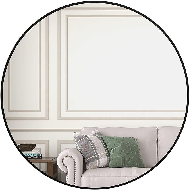 Beauty4U 32" Wall Circle Mirror for Bathroom, Large Black Round Mirror for Wall, 32 inch Hanging ... | Amazon (US)