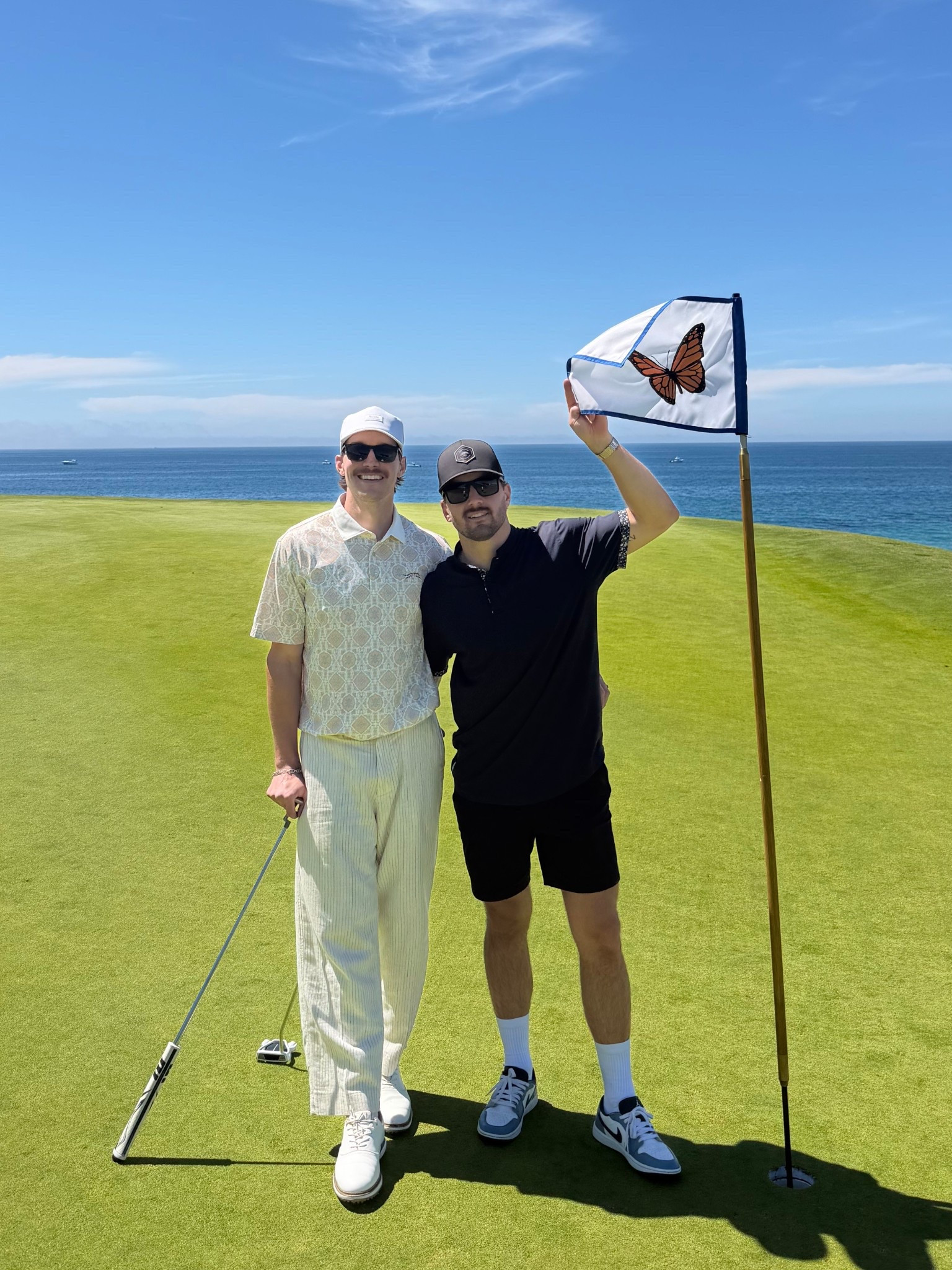 Look at my husbands cute golf fit 🥹 he’s trying to bring back vibey golf outfits 