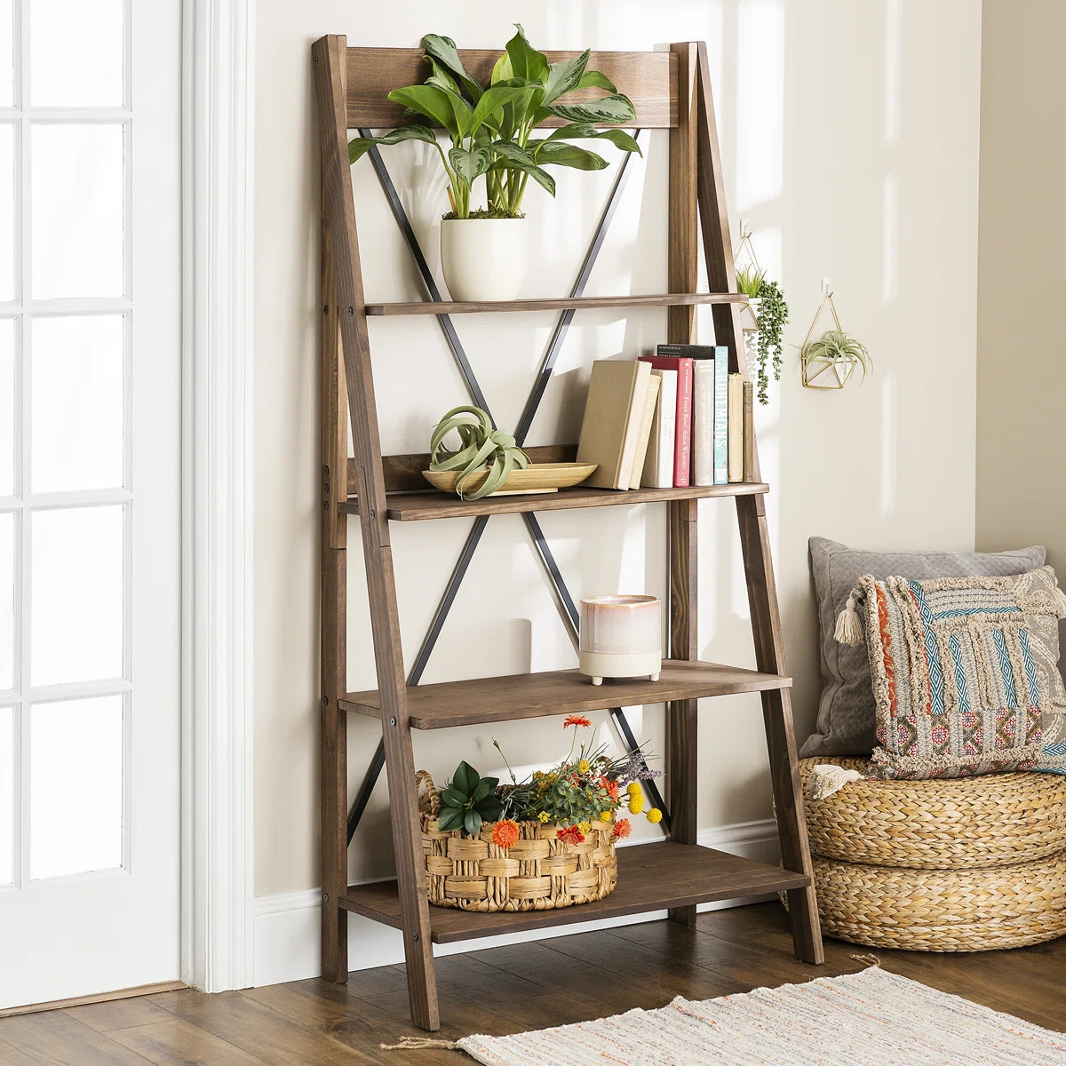 68" H x 35" W 4-Tier Solid Wood Ladder Bookshelf | Wayfair North America