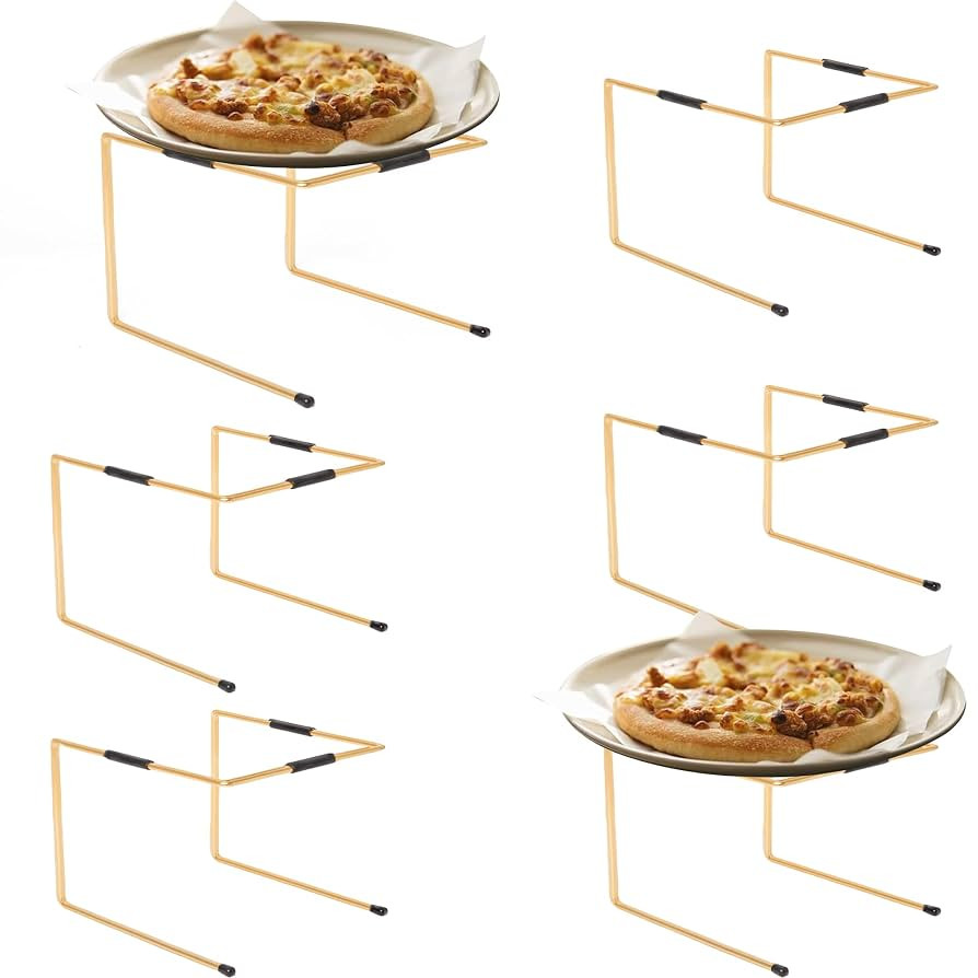 HPC DECOR 6Pcs Gold Metal Pizza Stands for Tables- Pizza Pan Riser Rack Holder,Food Display Riser... | Amazon (US)
