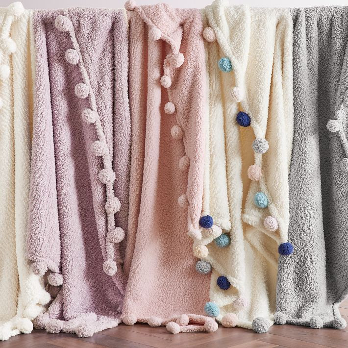 Cozy Pom Sherpa Throw | Pottery Barn Teen
