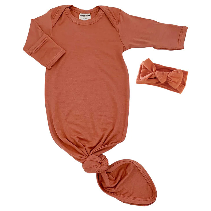 Knotted Gown & Bow Set, Rust | SpearmintLOVE