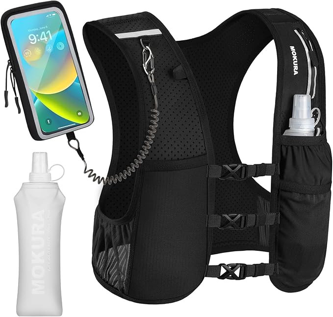 MOKURA Running Vest for Women Men, Lightweight Hydration Vest with 500ML Soft Flask & Phone Holde... | Amazon (US)