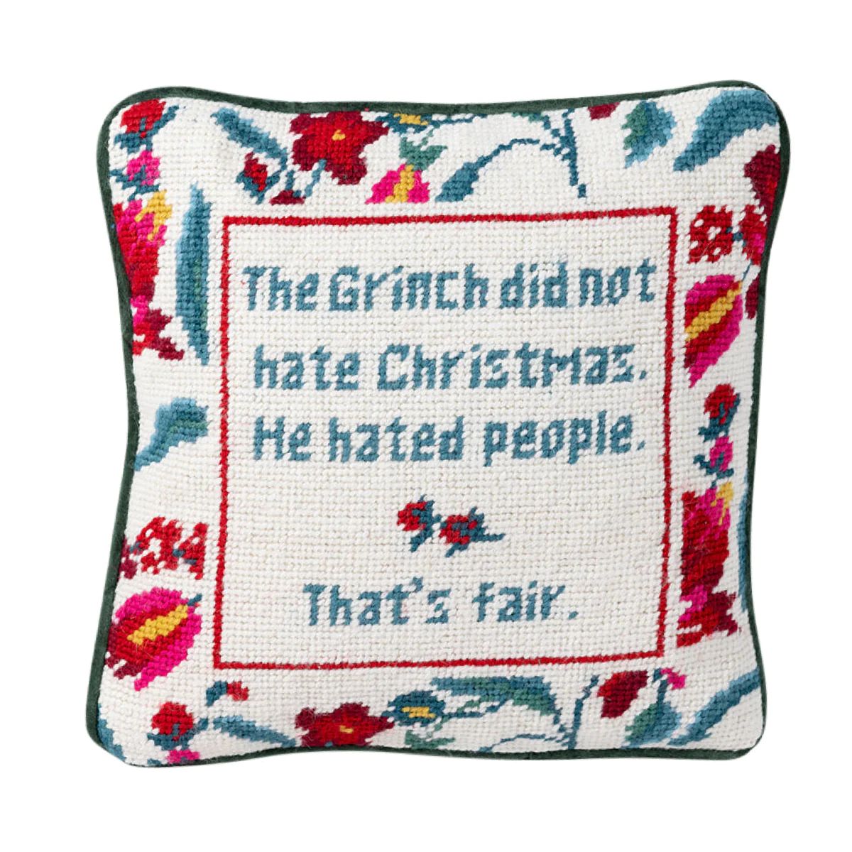 The Grinch Needlepoint Pillow | Furbish Studio