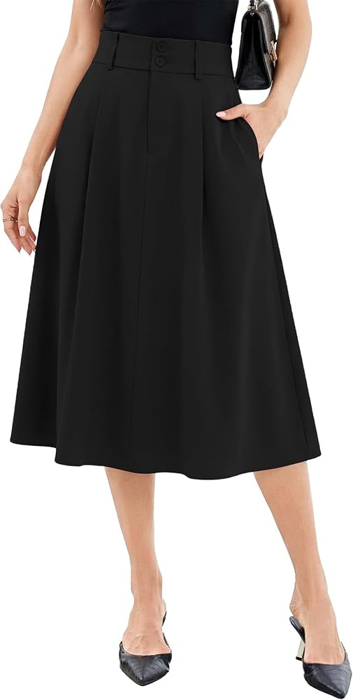 Casly Lamiit Midi Skirt for Women A Line High Waist Skirts Dressy Summer Work Skirt Office Dating... | Amazon (US)