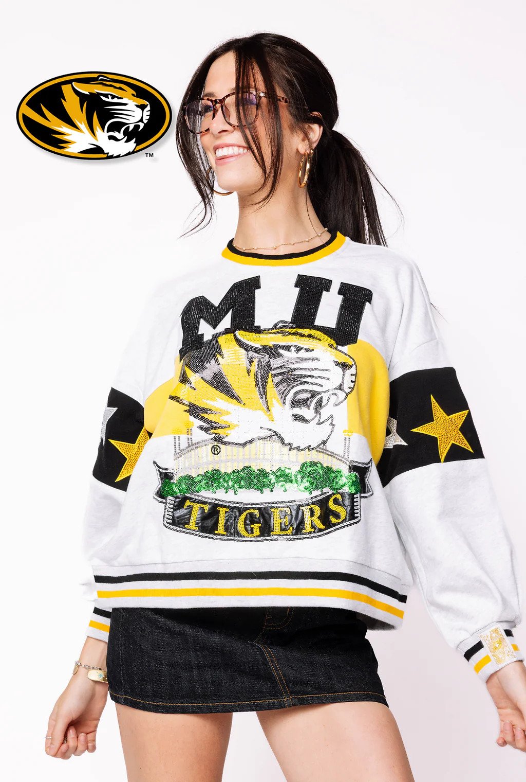 Licensed Mizzou Vintage Stadium Star Sweatshirt | Queen of Sparkles