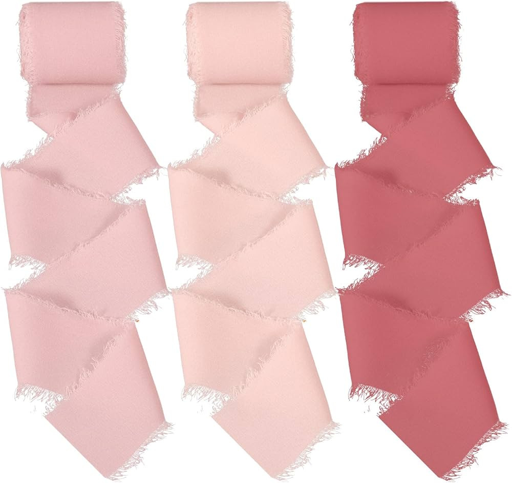 KINBOM 3 Rolls Handmade Fringe Chiffon Ribbon,1.5 Inch x 6 Yards Chiffon Ribbon Bouquet Wrapping ... | Amazon (CA)