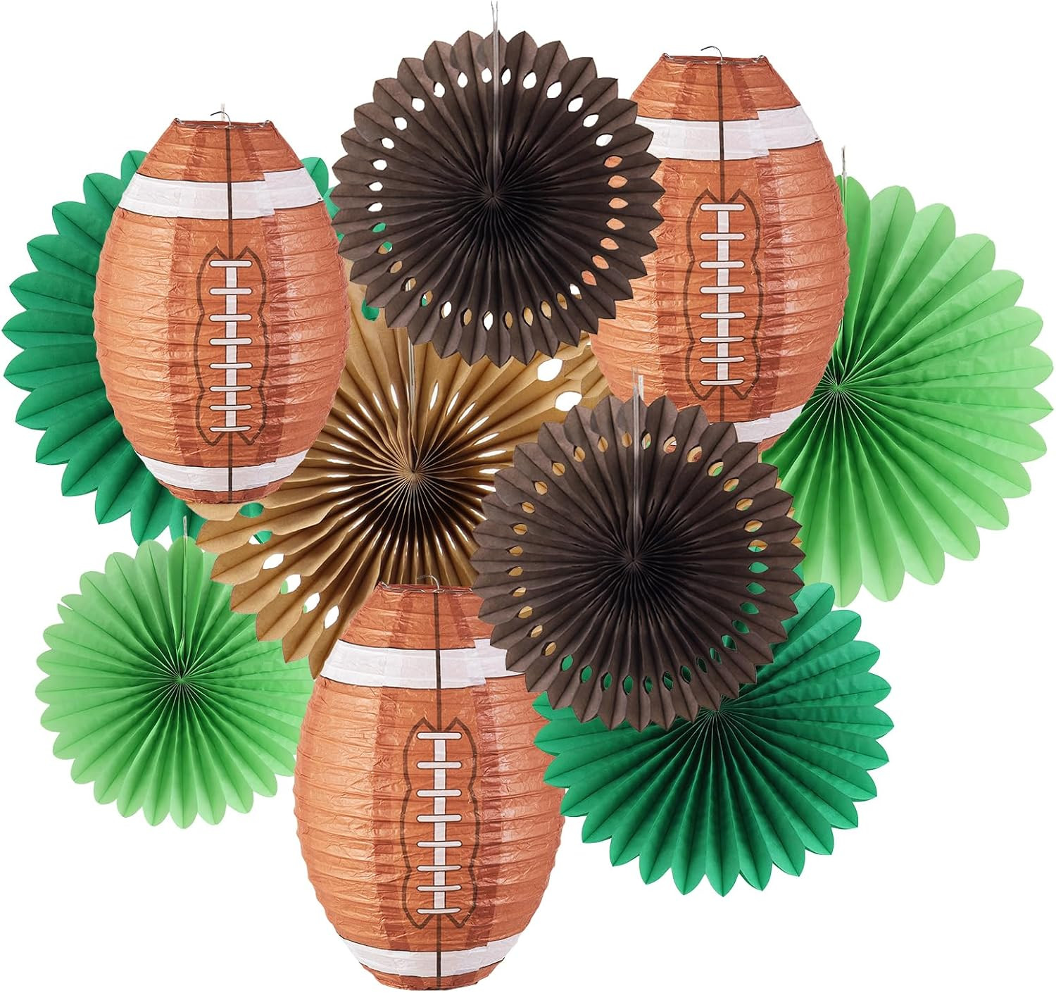 Football Party Decorations, Super Bowl Party Decorations, Football Paper Lanterns and Green Brown Hanging Paper Fans, for Boy's First Year Down Birthday Party Decorations | Amazon (US)