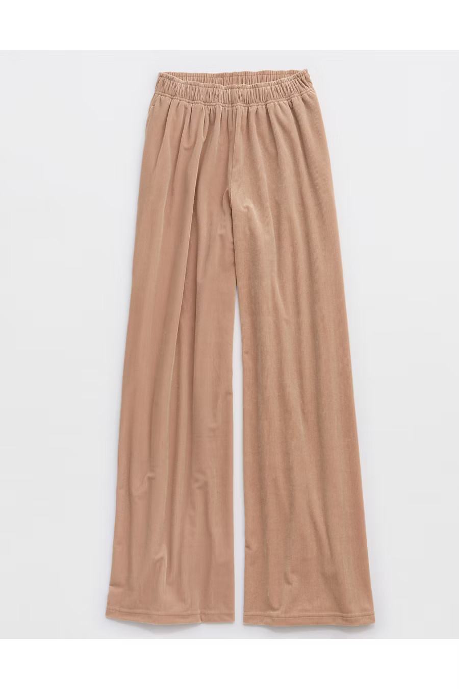 OFFLINE By Aerie Velour Rib Super Wide Leg Pant Women's Beach Dune L | American Eagle Outfitters (US & CA)