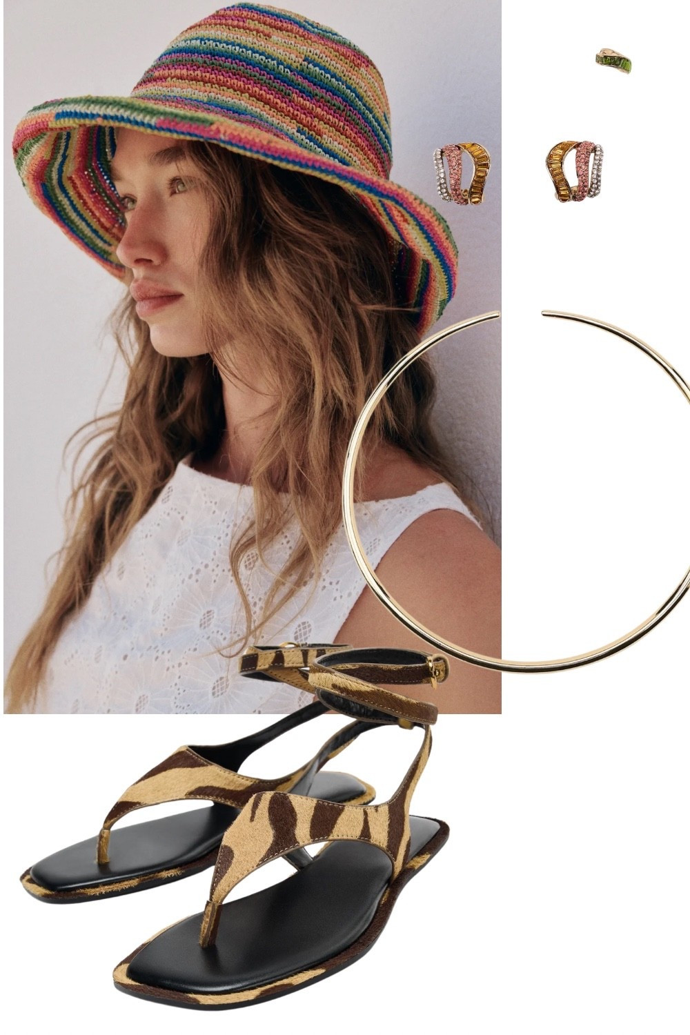 My Zara shopping cart
Jeweled ear cuffs, a collar necklace, the hat to match the summer “it” bag, and bold print sandal for interest.

#LTKPetite #LTKOver40 #LTKSeasonal