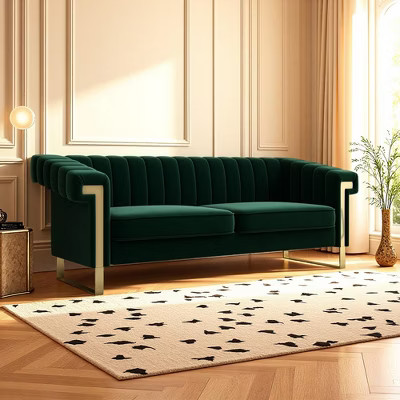 VASIP Luxury Retro Green Velvet Chesterfield Sofa,3-Seater with Gold Metal Legs and Channel Tufted Back,for Living Room,Office | Target