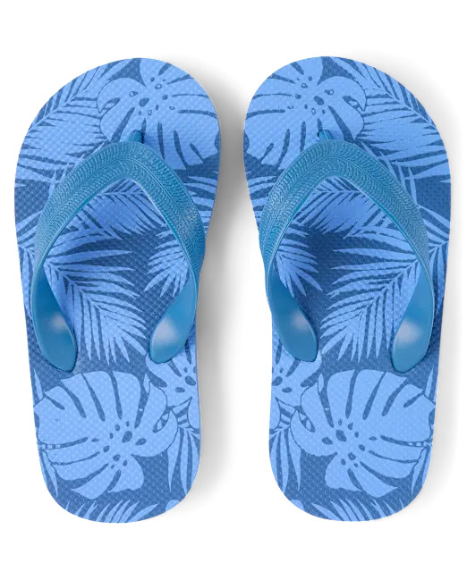 Boys Tropical Leaf Flip Flops - blue | The Children's Place
