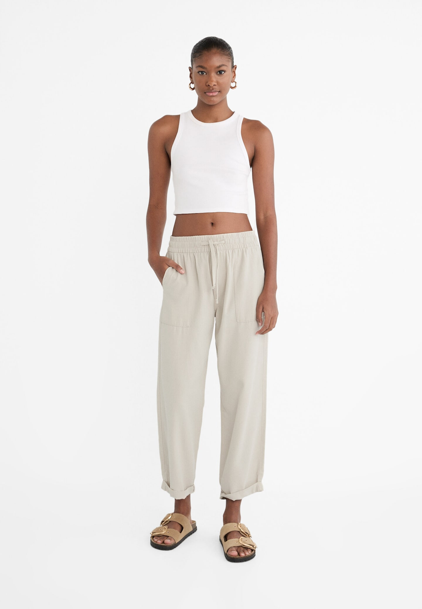 Flowing twill trousers | Stradivarius (UK)