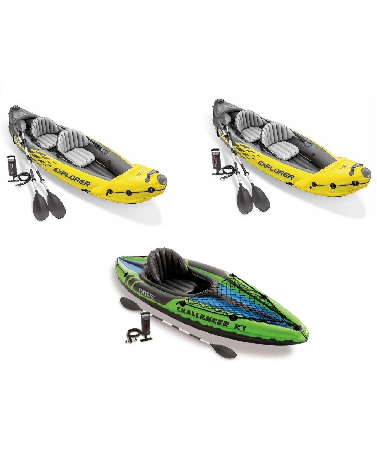Intex 2-Person Inflatable Kayak w/ Oar & Pump 2 pack & 1-Person Inflatable Kayak | Macy's