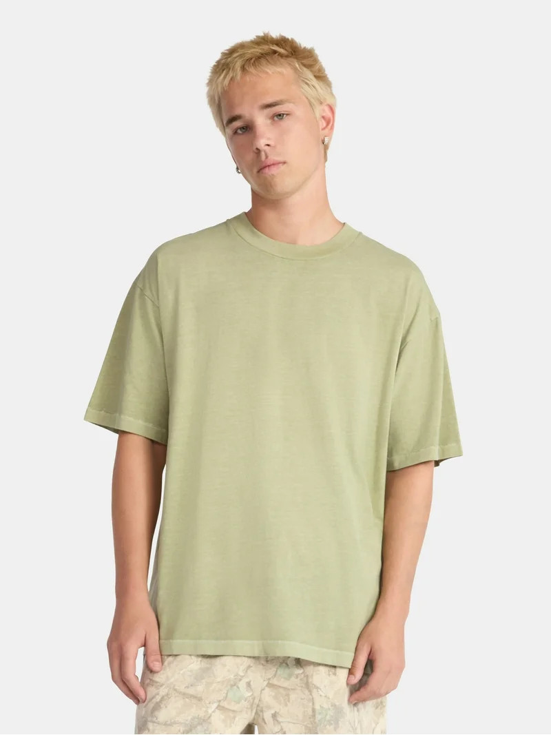 No Boundaries All Gender Cotton Oversize Tee with Short Sleeves, Men's and Big Men's - Walmart.co... | Walmart (US)