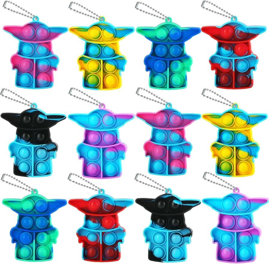 Leencum 12Pcs Mini Simple Fidget Toy Stress Relief Hand Toys Keychain Toy Bubble Wrap Pop Anxiety... | Amazon (US)