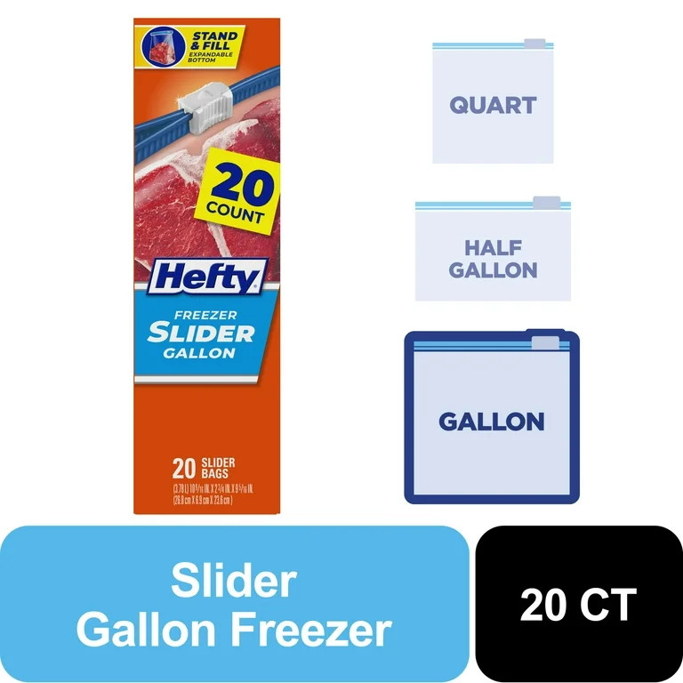 Hefty Slider Gallon Freezer Bags, 20 Count | Walmart (US)