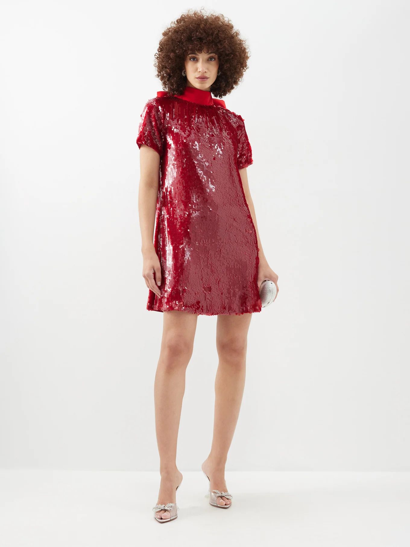 Ilana bow-accent sequinned mini dress | Matches (US)