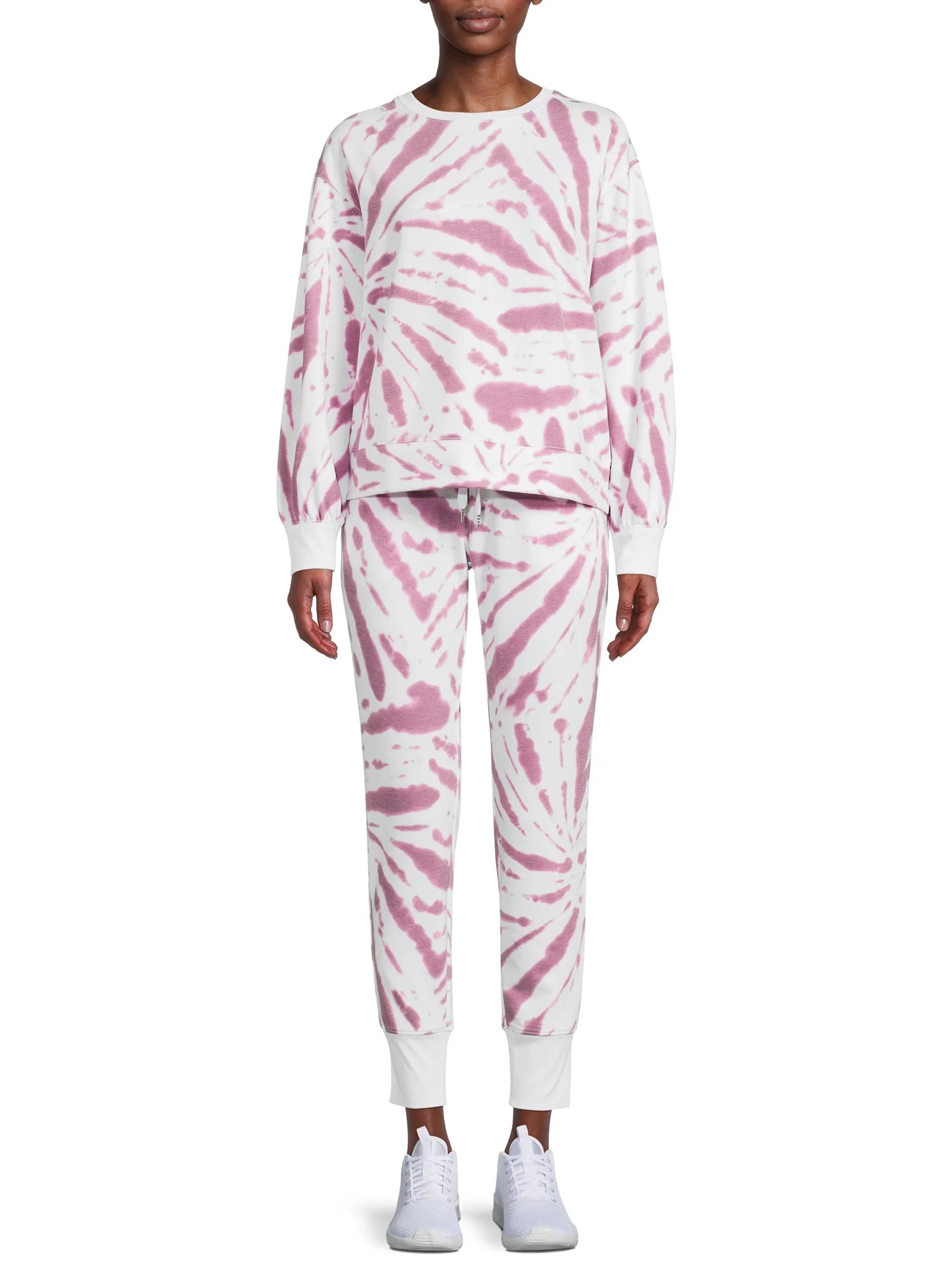 Athletic Works Women's Printed Brushed Jersey Sweatshirt and Jogger Pants Set, 2-Piece - Walmart.... | Walmart (US)