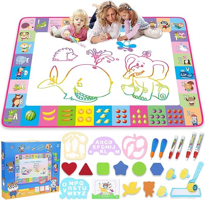 Water Doodle Mat - Kids Painting Writing Doodle Toy Board - Color Doodle Drawing Mat Bring Magic ... | Amazon (US)