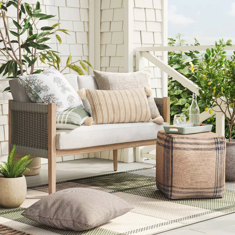 Vertical Stripes Outdoor Throw Pillow Neutrals - Threshold™ designed with Studio McGee | Target