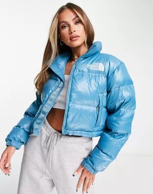 The North Face Nuptse cropped jacket in blue | ASOS (Global)