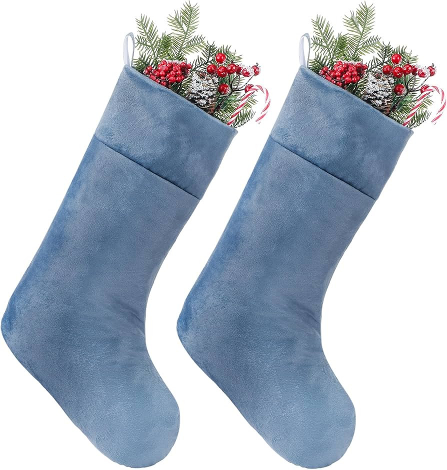 Christmas Velvet Stocking 10 x 19 Inch Christmas Hanging Stockings Xmas Sock Spooky for Fireplace... | Amazon (US)