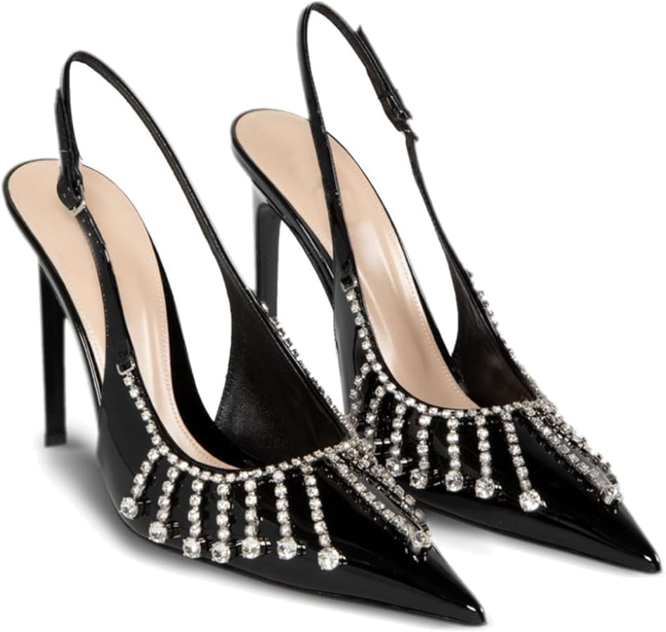 Women's Satin Ballet Slingback High Heels with Bows Closed Square Toe Lace-Up Stiletto Pumps Eleg... | Amazon (US)