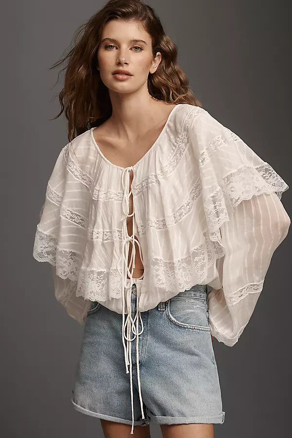 For Love & Lemons Horizon Front-Tie Blouse | Anthropologie (US)