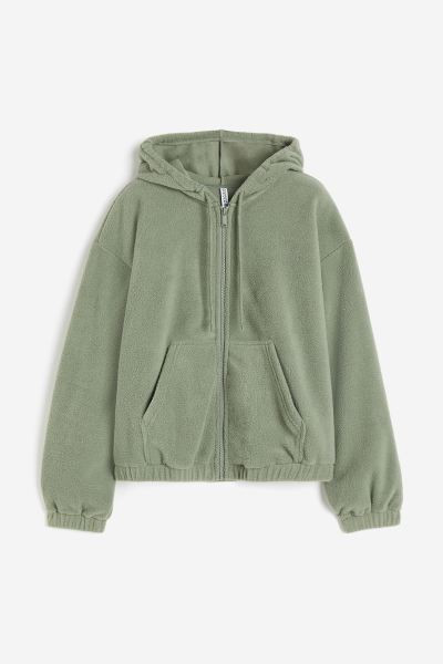 Hooded Fleece Jacket - Khaki green - Ladies | H&M US | H&M (US + CA)