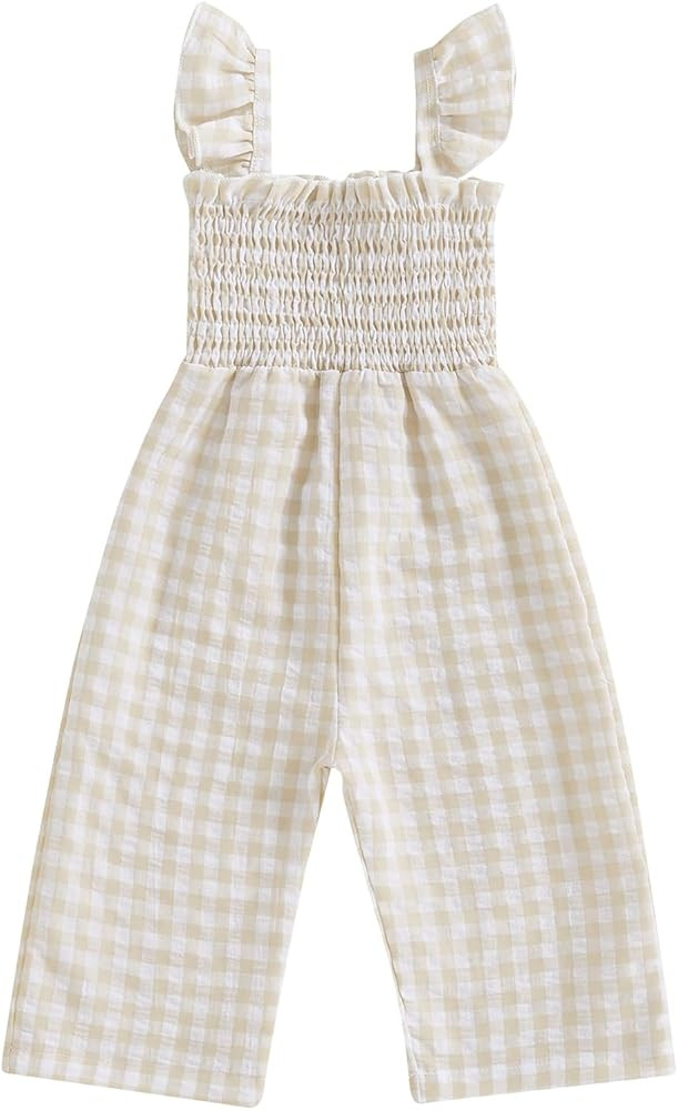 Infant Kids Summer Clothes Toddler Baby Girl Romper Jumpsuit Overall Pants Plaid Sleeveless Ruffl... | Amazon (US)