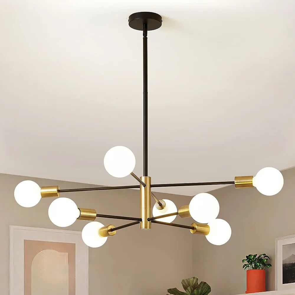 Modern Sputnik Chandeliers Black and Gold Mid Century Chandelier 8-Light Dining Room Light Fixtur... | Amazon (US)