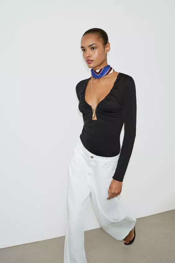 DRAPED POLYAMIDE TOP | Zara UK