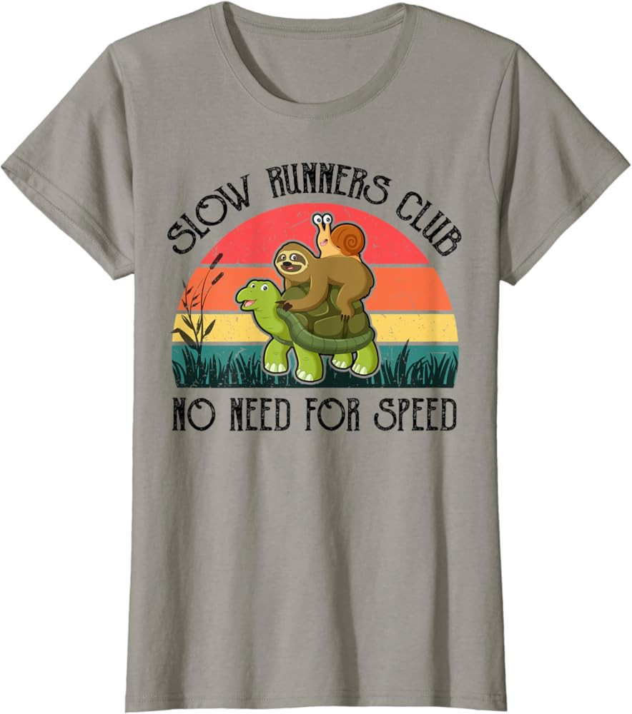 Funny Lazy Sloth Shirt Snail Riding Turtle Slow Runners Club T-Shirt | Amazon (US)