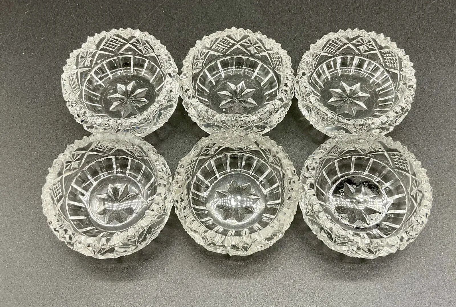 6 Antique EAPG American Brilliant Crystal? Clear Cut Glass Open Salt Cellar Dip  | eBay | eBay US