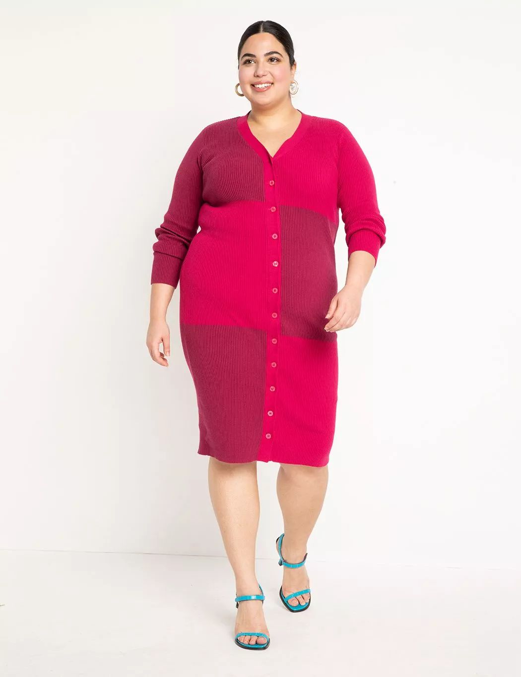 Colorblock Sweater Cardigan Dress | Women's Plus Size Dresses | ELOQUII | Eloquii