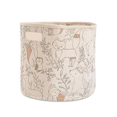 Crane Baby Cotton Canvas Storage Bin - Ezra Woodland: Round Shape, 12" Depth, 13" Height, 13" Width | Target