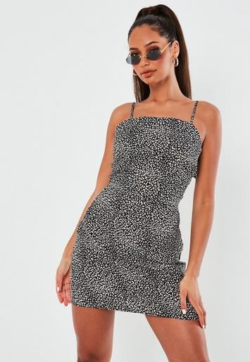 Missguided - Black Leopard Print Cami Tie Back Mini Dress | Missguided (US & CA)